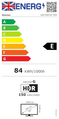 Hisense 65" 65E78QTUK PRO 144Hz QLED Smart AI TV - Hi-View AI Engine, 144Hz Game Mode PRO, Dolby Atmos, Quantum Dot Colour with Freely, Disney +, YouTube, Netflix