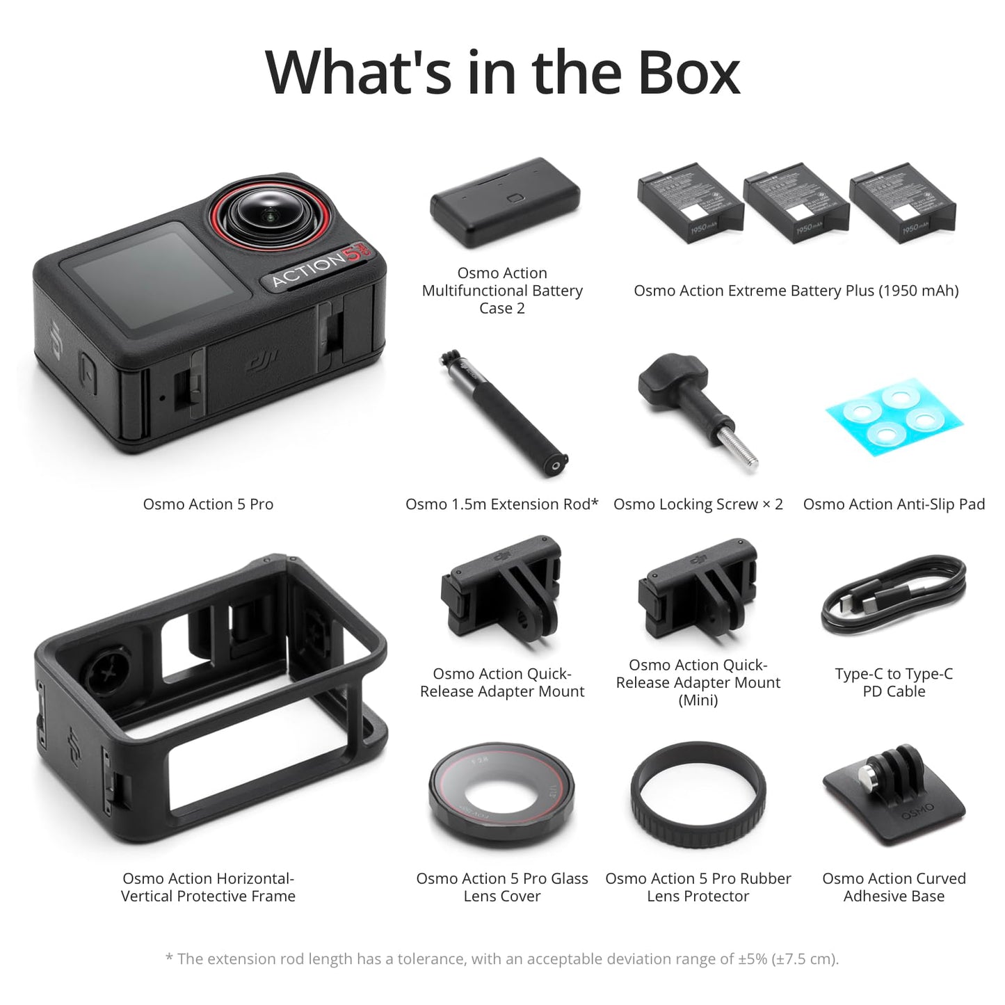 DJI Osmo Action 5 Pro Adventure Combo, 4K Action Camera 1/1.3" Sensor, Stabilization Vlogging Camera, Dual OLED Touchscreens, Waterproof Camera for Travel, 12h Extended Battery Life With 3 Batteries