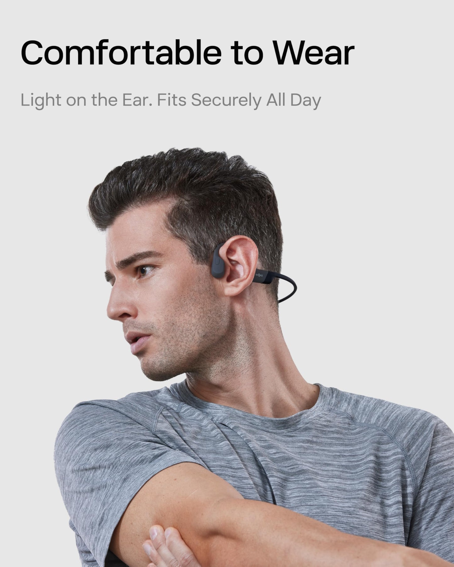 SHOKZ OpenRun Bone Conduction Headphones, Open-Ear Bluetooth Sports Earphones with Mic, IP67 Waterproof Wireless Headset for Running and Workout, 8H Playtime, USB-C - Black, Sport headband