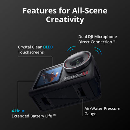 DJI Osmo Action 5 Pro Adventure Combo, 4K Action Camera 1/1.3" Sensor, Stabilization Vlogging Camera, Dual OLED Touchscreens, Waterproof Camera for Travel, 12h Extended Battery Life With 3 Batteries